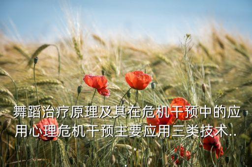  舞蹈治疗原理及其在危机干预中的应用心理危机干预主要应用三类技术...