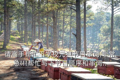 请高手帮忙下学校元旦节目串词,非常急!!!帮忙写下节目顺序和串词...