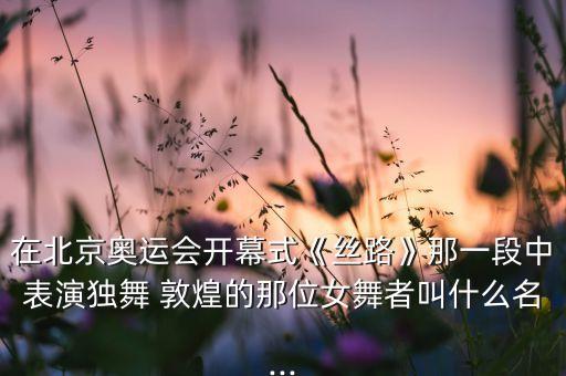 在北京奥运会开幕式《丝路》那一段中表演独舞 敦煌的那位女舞者叫什么名...