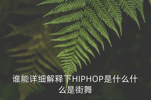 谁能详细解释下HIPHOP是什么什么是街舞