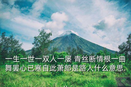一生一世一双人一屡 青丝断情根一曲舞罢心已寒自此萧郎是路人什么意思...