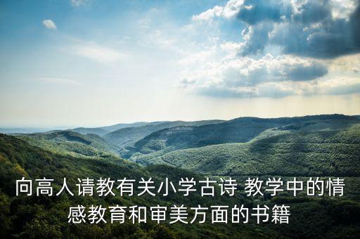 向高人请教有关小学古诗 教学中的情感教育和审美方面的书籍