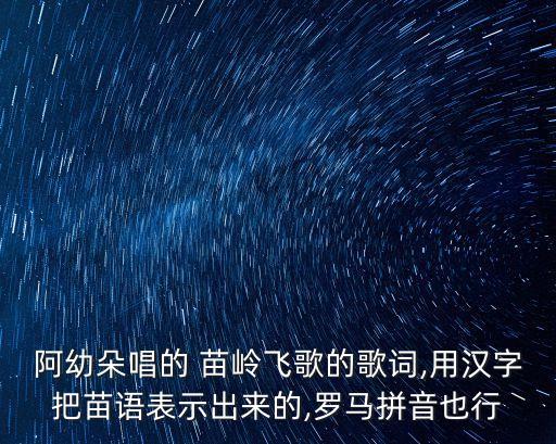 阿幼朵唱的 苗岭飞歌的歌词,用汉字把苗语表示出来的,罗马拼音也行