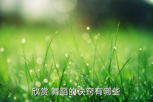 欣赏舞蹈 是从什么角度,什么是欣赏舞蹈的一个最外观的
