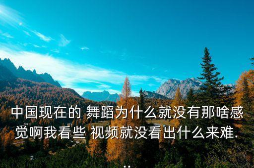 中国现在的 舞蹈为什么就没有那啥感觉啊我看些 视频就没看出什么来难...