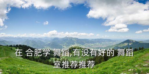 在 合肥学 舞蹈,有没有好的 舞蹈室推荐推荐