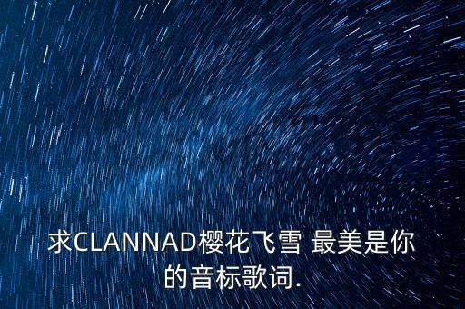 求CLANNAD樱花飞雪 最美是你的音标歌词.