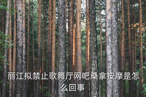  丽江拟禁止歌舞厅网吧桑拿按摩是怎么回事