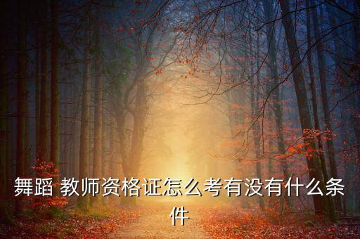 舞蹈 教师资格证怎么考有没有什么条件