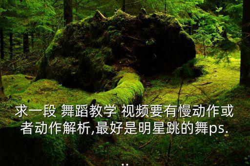 求一段 舞蹈教学 视频要有慢动作或者动作解析,最好是明星跳的舞ps...