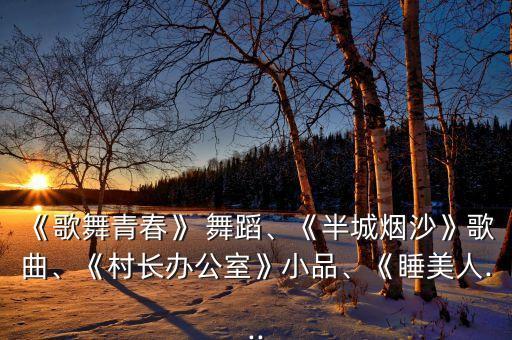 《歌舞青春》 舞蹈、《半城烟沙》歌曲、《村长办公室》小品、《睡美人...