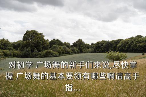 对初学 广场舞的新手们来说,尽快掌握 广场舞的基本要领有哪些啊请高手指...