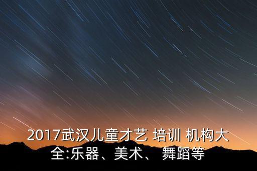 2017武汉儿童才艺 培训 机构大全:乐器、美术、 舞蹈等