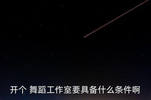 开个 舞蹈工作室要具备什么条件啊