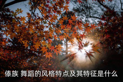 傣族 舞蹈的风格特点及其特征是什么