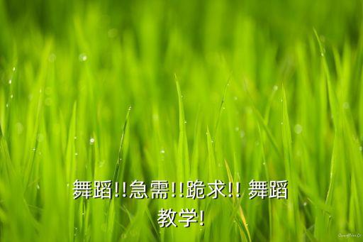  舞蹈!!急需!!跪求!! 舞蹈 教学!