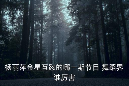 杨丽萍金星互怼的哪一期节目 舞蹈界谁厉害