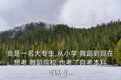 我是一名大专生,从小学 舞蹈到现在,想考 舞蹈院校,也考了自考本科,可以考...
