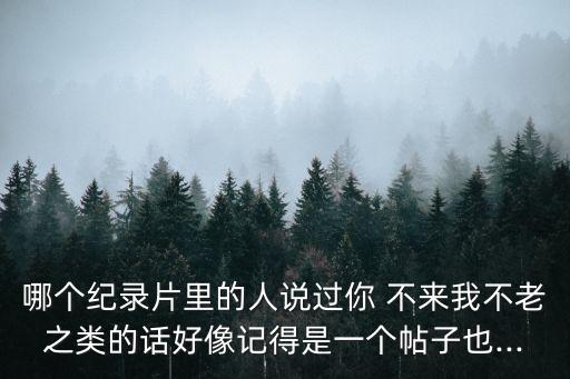 哪个纪录片里的人说过你 不来我不老之类的话好像记得是一个帖子也...