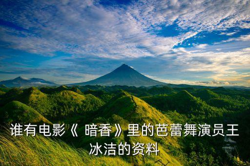 谁有电影《 暗香》里的芭蕾舞演员王冰洁的资料