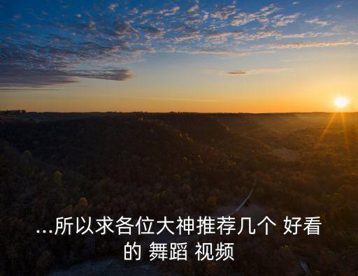 ...所以求各位大神推荐几个 好看的 舞蹈 视频