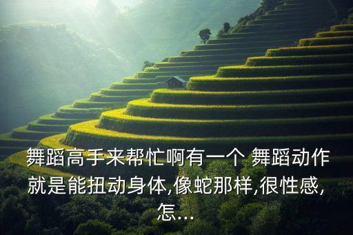  舞蹈高手来帮忙啊有一个 舞蹈动作就是能扭动身体,像蛇那样,很性感,怎...