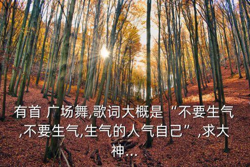 有首 广场舞,歌词大概是“不要生气,不要生气,生气的人气自己”,求大神...