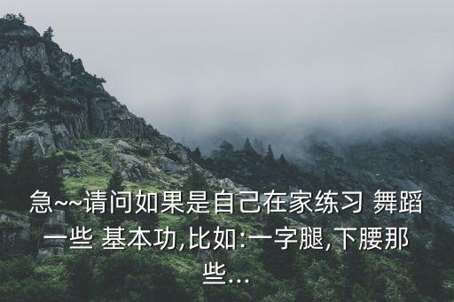 急~~请问如果是自己在家练习 舞蹈一些 基本功,比如:一字腿,下腰那些...