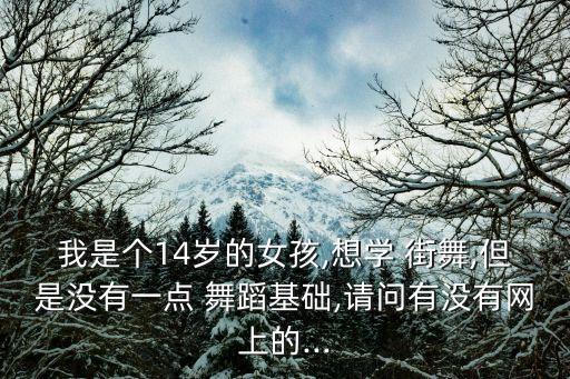 我是个14岁的女孩,想学 街舞,但是没有一点 舞蹈基础,请问有没有网上的...