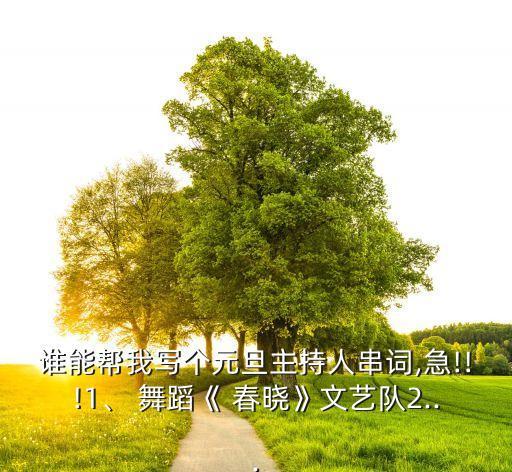 谁能帮我写个元旦主持人串词,急!!!1、 舞蹈《 春晓》文艺队2...