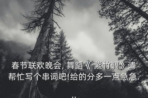 春节联欢晚会, 舞蹈《 紫竹调》请帮忙写个串词吧!给的分多一点急急...