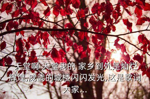  天堂啊 天堂我的 家乡到处是灿烂辉煌,威武的城楼闪闪发光,这是歌词大家...