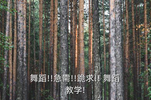  舞蹈!!急需!!跪求!! 舞蹈 教学!