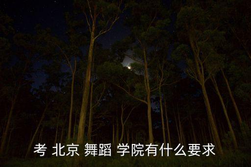 考 北京 舞蹈 学院有什么要求