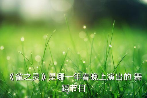 《雀之灵》是哪一年春晚上演出的 舞蹈节目