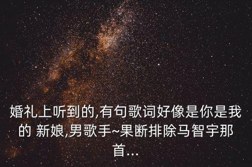 婚礼上听到的,有句歌词好像是你是我的 新娘,男歌手~果断排除马智宇那首...