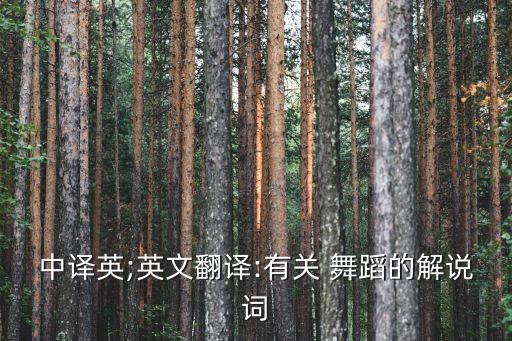 中译英;英文翻译:有关 舞蹈的解说词
