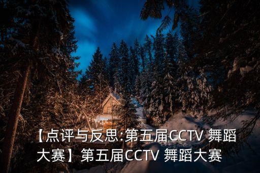 【点评与反思:第五届CCTV 舞蹈大赛】第五届CCTV 舞蹈大赛