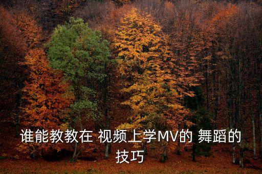 谁能教教在 视频上学MV的 舞蹈的技巧
