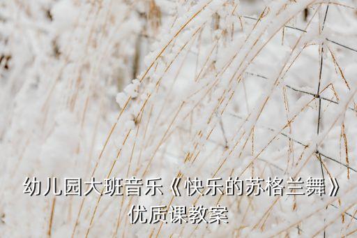  幼儿园大班音乐《快乐的苏格兰舞》优质课教案