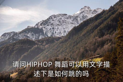 请问HIPHOP 舞蹈可以用文字描述下是如何跳的吗