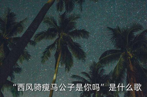 “西风骑瘦马公子是你吗”是什么歌