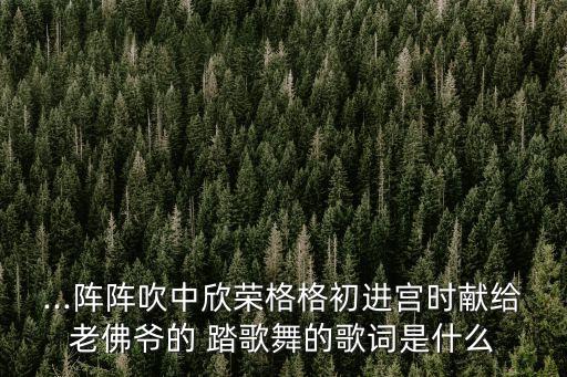 ...阵阵吹中欣荣格格初进宫时献给老佛爷的 踏歌舞的歌词是什么