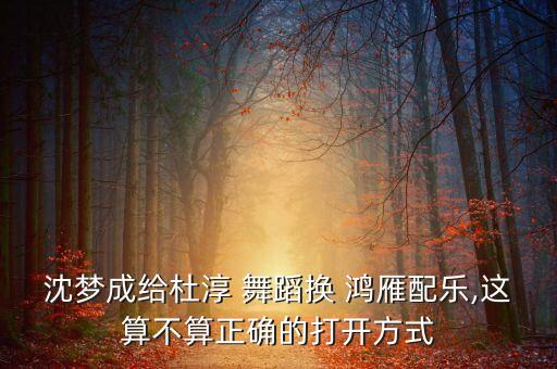 沈梦成给杜淳 舞蹈换 鸿雁配乐,这算不算正确的打开方式