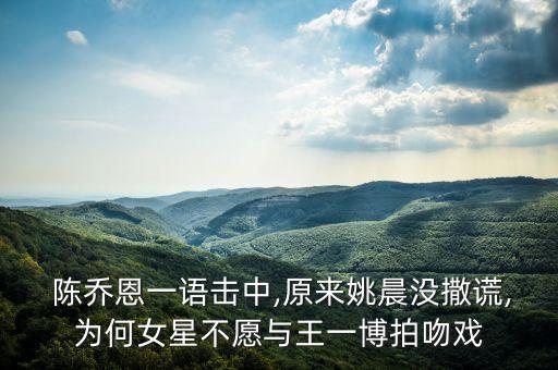  陈乔恩一语击中,原来姚晨没撒谎,为何女星不愿与王一博拍吻戏