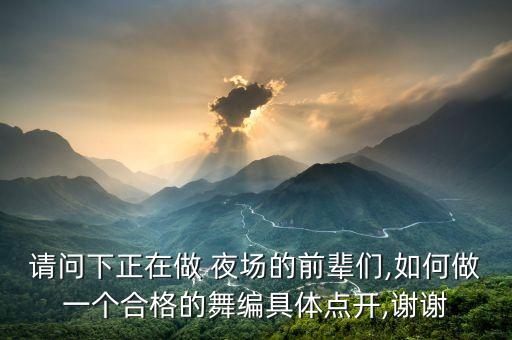 请问下正在做 夜场的前辈们,如何做一个合格的舞编具体点开,谢谢