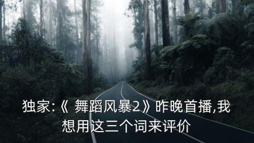 独家:《 舞蹈风暴2》昨晚首播,我想用这三个词来评价