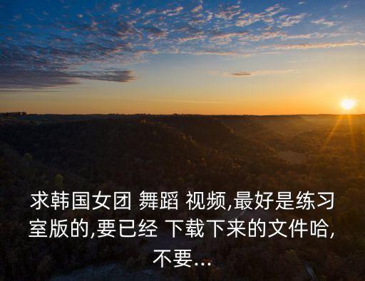求韩国女团 舞蹈 视频,最好是练习室版的,要已经 下载下来的文件哈,不要...