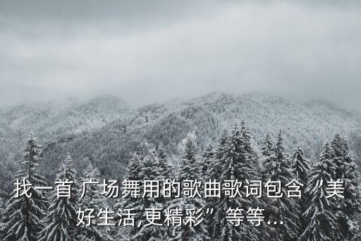 找一首 广场舞用的歌曲歌词包含“美好生活,更精彩”等等...
