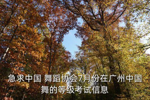急求中国 舞蹈协会7月份在广州中国舞的等级考试信息
